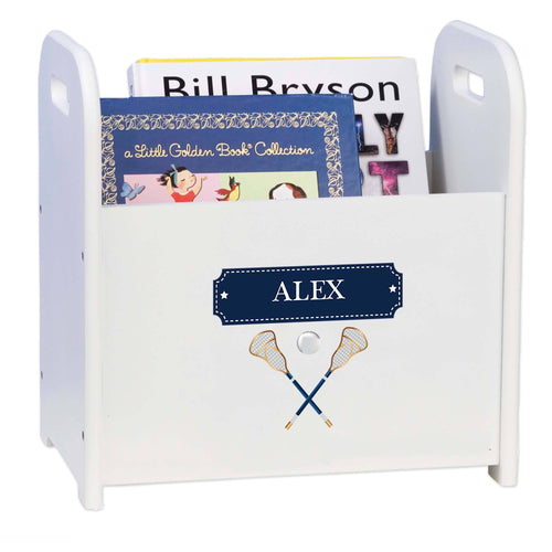 Personalized Lacrosse Sticks Book Caddy And Rack