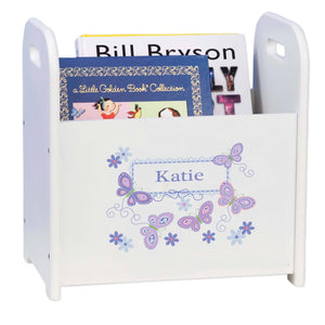 Personalized Book Caddy And ,storage With Lavender Butterflies Design
