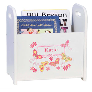 Personalized Book Caddy And ,storage With Yellow Butterflies Design
