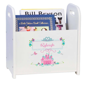 Personalized Pink Teal Princess Castle Book Caddy And Rack