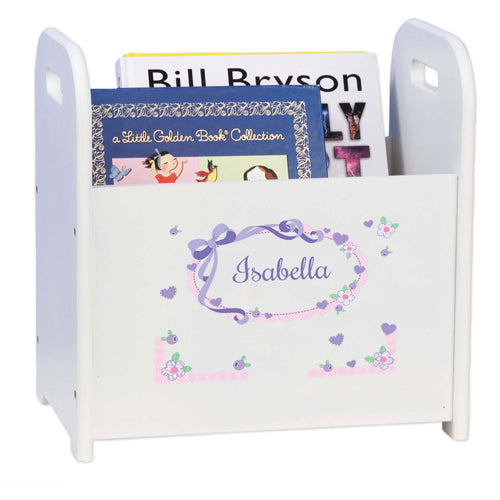 Personalized Child's Book ,storage Magazine Rack Lacey Bow