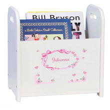 Personalized Pink Bow White Book Caddy And Magazine Rack