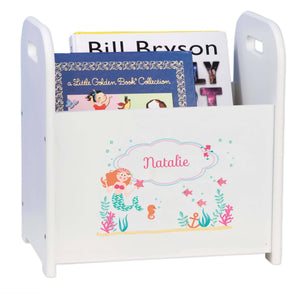 Personalized Mermaid Princess White Book Caddy And Rack