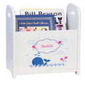 Personalized Pink Whale White Book Caddy And Magazine Rack