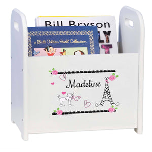 Personalized French Paris White Book Caddy And Rack