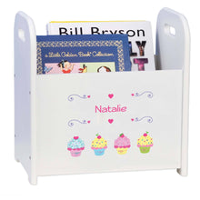 Personalized Cupcake White Book Caddy And Rack