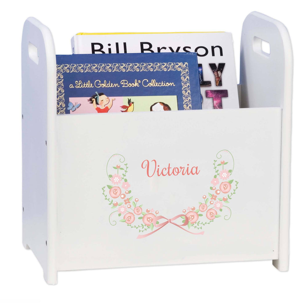 Blush Floral Garden Book Caddy And Rack