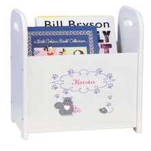 Personalized Kitty Cat White Book Caddy And Rack
