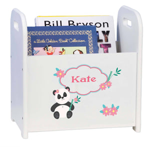 Personalized Panda Bear White Book Caddy And Rack