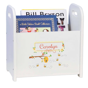 Personalized Book Caddy And ,storage With Honey Bees Design