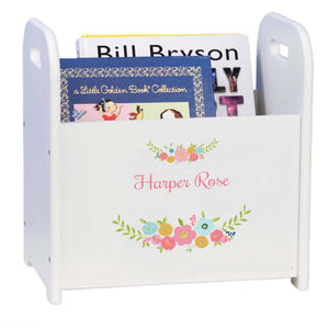 Personalized Spring Floral Book Caddy And Rack