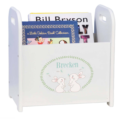 Personalized Classic Bunny Book Caddy And Rack