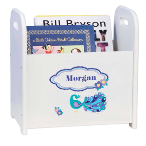Personalized Peacock Book Caddy And Rack