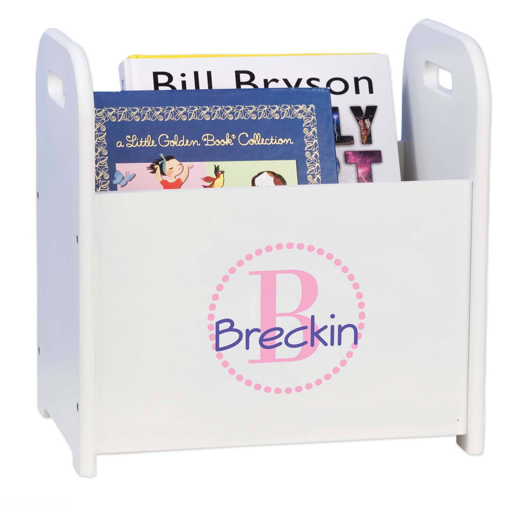 Personalized Pink Circle-Ll Design Book Caddy And Holder