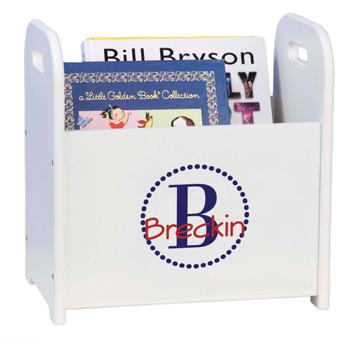 Personalized Navy Circle-Ll Design Book Caddy And Holder