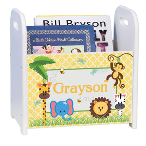 Personalized Jungle Babies White Book Caddy And Rack