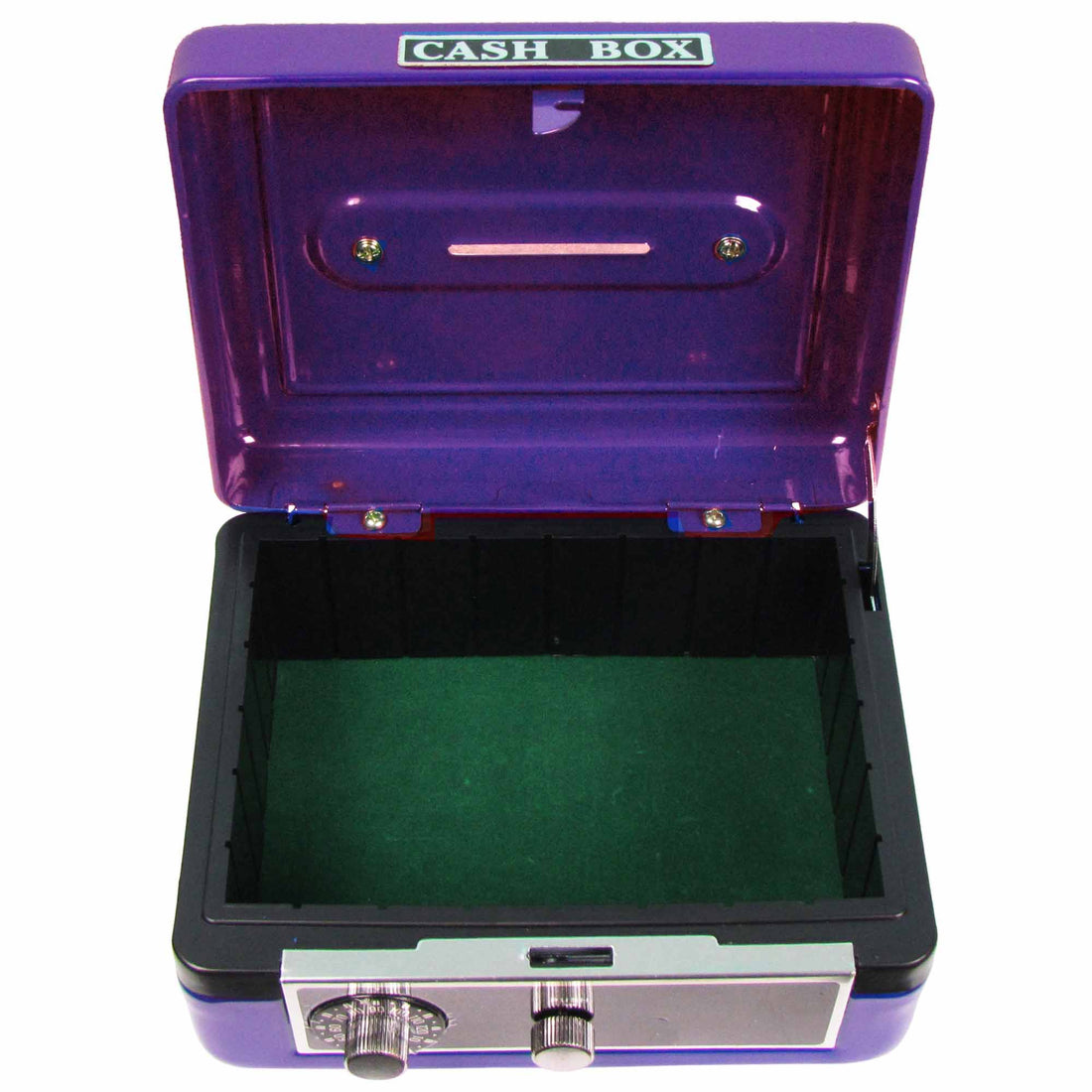 Personalized Purple Cash Box with Dollar Signs Primary design