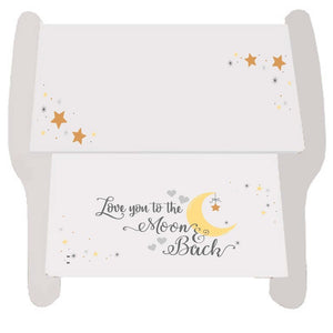 Personalized Moon and Back White Storage Step Stool