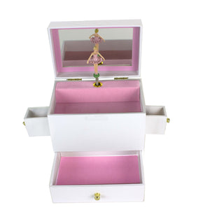Pink Gray Paisley Deluxe Musical Ballerina Jewelry Box