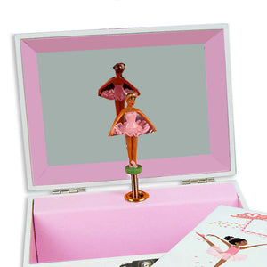 Navy Pink Garland Deluxe Musical Ballerina Jewelry Box
