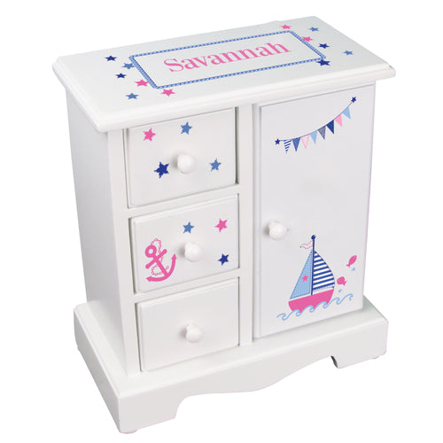 personalized girls sailboat jewelry armoire