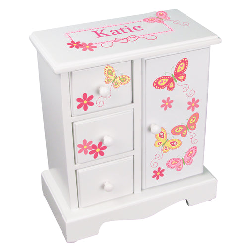 personalized butterflies flower jewelry armoire