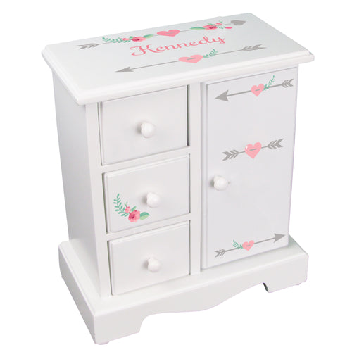 personalized bohemian arrow jewelry armoire