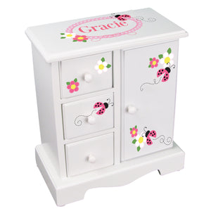 personalized pink ladybug jewelry box armoire