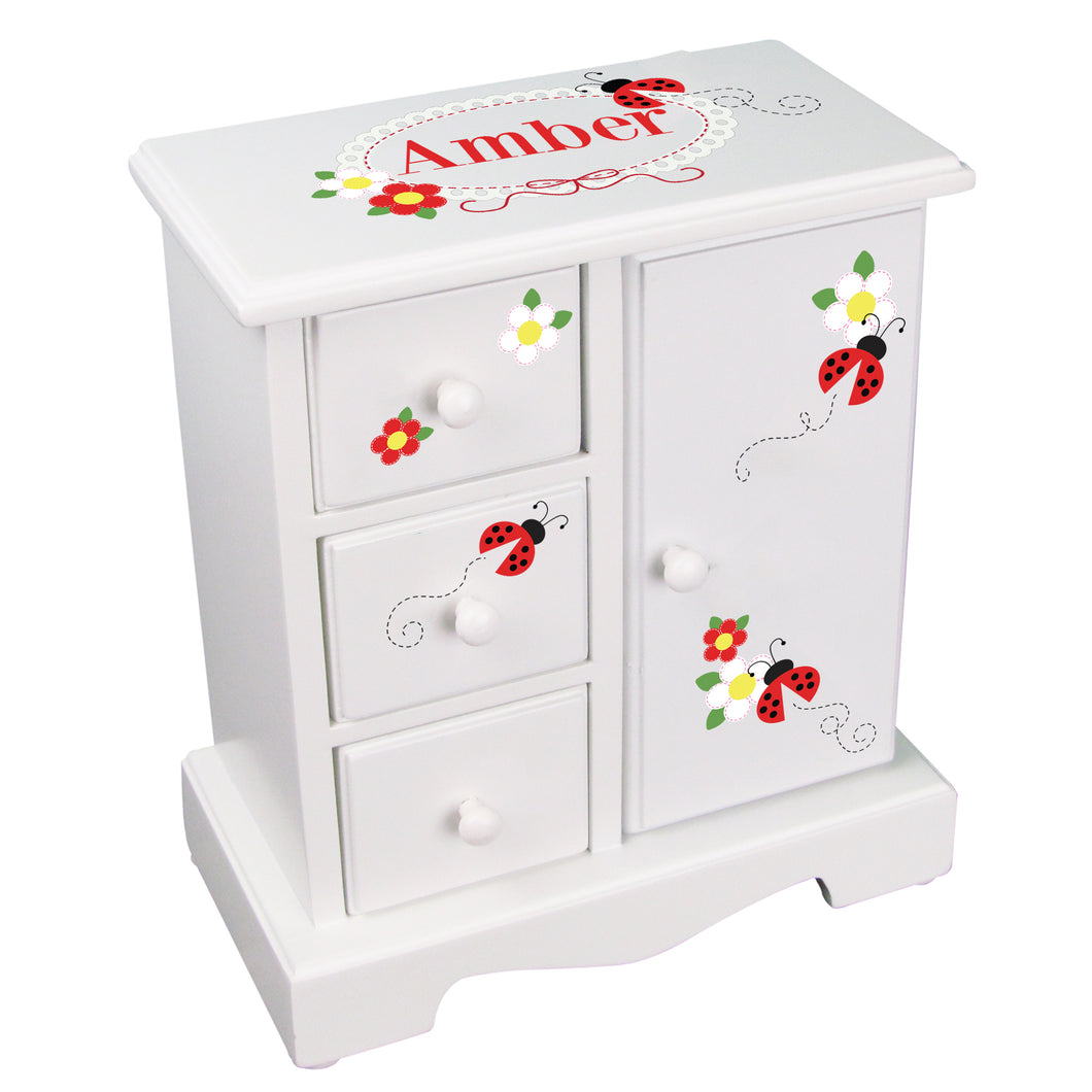 personalized red ladybug jewelry box armoire