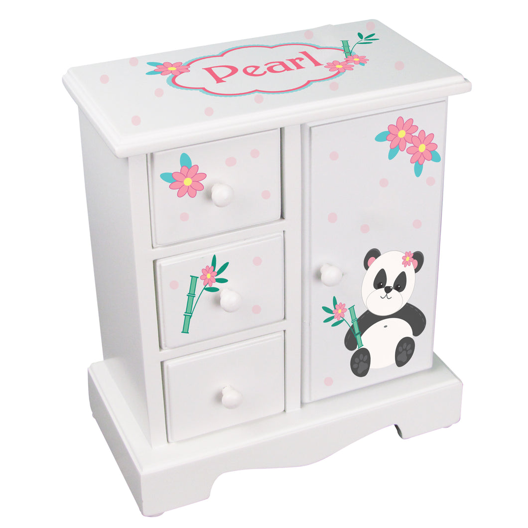 Personalized panda jewelry box armoire
