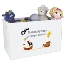 Open White Toy Box Bench with Pirate design