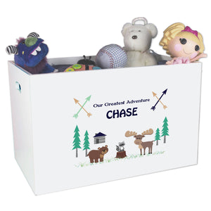Open White Toy Box Bench with North Woodland Critters design