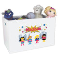 Open White Toy Box Bench with Super Girls design