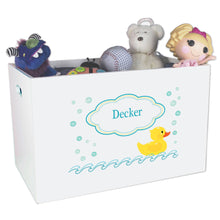 Open White Toy Box Bench with Rubber Ducky design