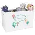Open White Toy Box Bench with Hot Air Balloon design