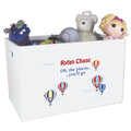 Open White Toy Box Bench with Hot Air Balloon Primary design