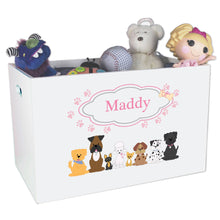 Personalized Pink Dog Toys Box Bin
