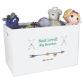 Open White Toy Box Bench with Tribal Arrows Boy design