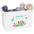 Open White Toy Box Bench with Small World design