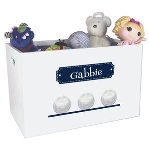 Open White Toy Box Bench with Volley Balls design