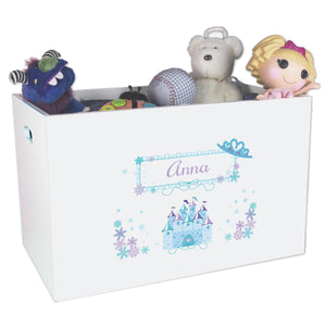 Open White Toy Box Bench with Ice Princess design