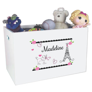 Open White Toy Box Bench with French Paris design