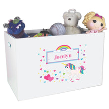 Girls Unicorn White Toy Box Bin