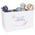 Open White Toy Box Bench with Fairy Princess design