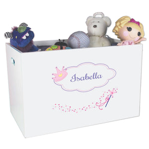 Open White Toy Box Bench with Fairy Princess design