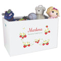 Open White Toy Box Bench with Strawberries design