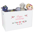 Open White Toy Box Bench with Girl Tribal Arrows design