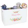 Open White Toy Box Bench with Spring Floral design