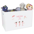 Open White Toy Box Bench with Ballerina Black Hair design