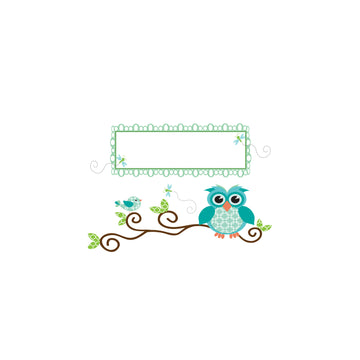 Personalized Art with Blue Gingham Owl design